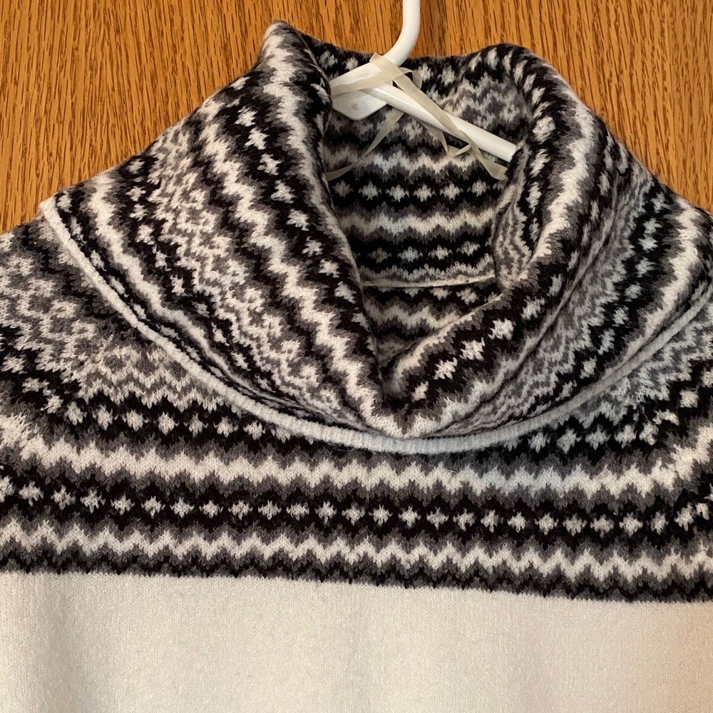 Currants Women’s Cream & Black Cowl Neck Sweater - Picture 2 of 7